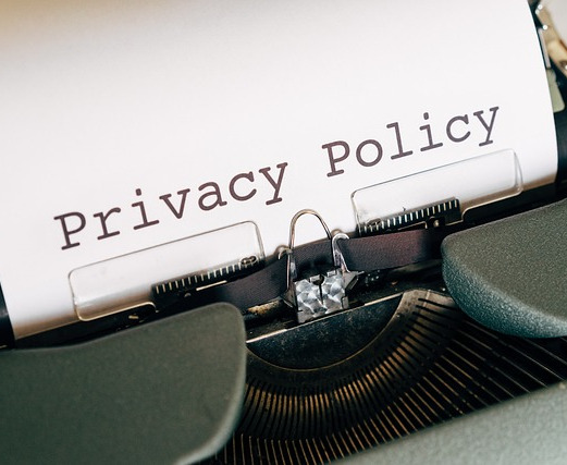 Privacy policy written with a typewriter
