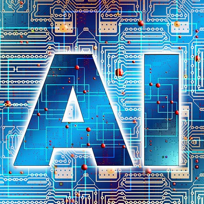 Characters "AI" on an electronic circuit